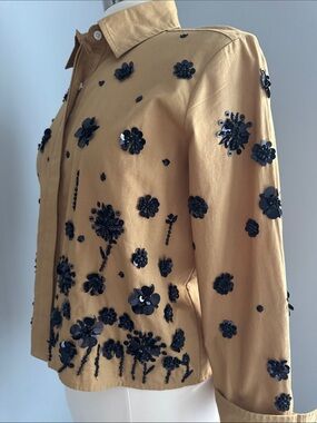J Crew NWT Crop Embellished Blouse - Dk Honey, Size 8